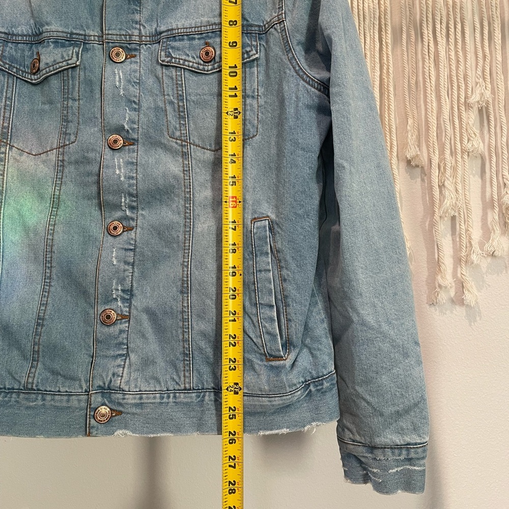 Forever 21 MEN Distressed Denim Winter Jacket Double-Lined Size M/L UNISEX - Picture 12 of 12
